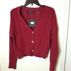 ANDREW marc cropped cardigan sweater